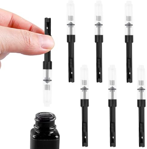 6 Pack Black Universal Fountain Pen Ink Converter, Push in Fountain Pen Ink Converter, Fill InkAbsorber Resistant and Deft Writing and Correction Supplies Pens and Refills(Pull-Out Style)