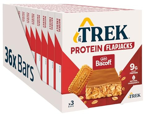 JB's TREK Protein Flapjack Biscoff 36x50g Plant-Based Protein, Vegan