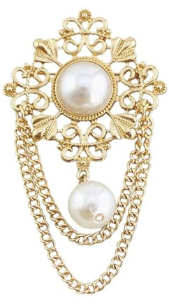 Ancien Rond Perle Filigrane Chaîne De Fleurs Gland Broches Pins De Revers Pour Les Femmes Fête Banquet De Danse Délicat Boho or Dangle Goupille Robe Costume Vêtements Accessoires Bijoux