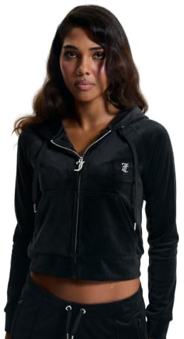Juicy Couture Damen Madison Hoodie Kapuzensweatjacke, Sweatjacke mit Kapuze und Reißverschluss aus Velour Kapuzenpullover (1er Pack)