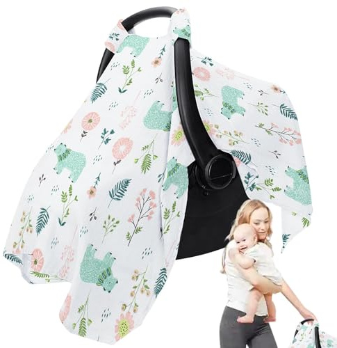 Musselin-Autositzbezug mit Dinosaurier-Motiv – weicher Kinderwagenbezug aus Baumwolle, leichter Sonnenschutz | universelle Passform für und Mädchen, atmungsaktiver Schutz vor Sonne und Wind, id