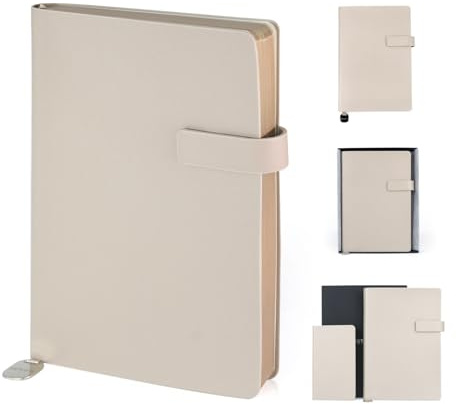 WETLOTE A5 Notizbuch, Softcover Journal, 106 Seiten Geradkorn Liniertes Papier mit Verschluss, Leseband, Innentasche, für Schule, Büro and Reisen 14 x 21 cm-Hellcurry (13)