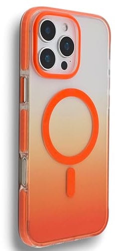 Phone Case for iPhone 16 series, Frosted Gradient Translucent Magnetic Case, Phone Cover, Durable Shockproof phone Cover (Orange, iPhone16 Pro)