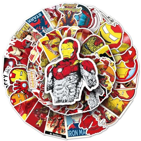 50 adesivi Iron Man, motivo: cartoni animati graffiti, adesivi decorativi per bambini, per skateboard, valigie e superfici lisce