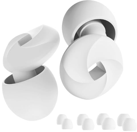 Dryxog 8 Pezzi Tappi Orecchie Dormire Tappi per Orecchie Antirumore Cuffie Antirumore Lavoro Riutilizzabili Cuffie Cancellazione Rumore Noise Cancelling Headphones per La Notte (Bianco)