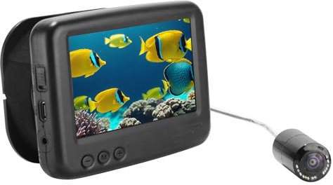 Luocute Unterwasser-Angelkamera, 4,3-Zoll-LCD-Bildschirm, 1000TVL-Auflösung, 145-Grad-Blickwinkel mit 12 Weißen Infrarotlichtern, Fischtiefenmesser für das Kajak-Angeln auf Dem (CR110-4HCS)