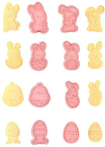 VEOIRXU 8 Pezzi Formine Biscotti Animali 3D Stampi Per Biscotti e Uova di Pasqua e Conigli Stampi Biscotti Tagliabiscotti Per La Cottura in Cucina Fondente Decorazioni Festive DIY Pasticceria
