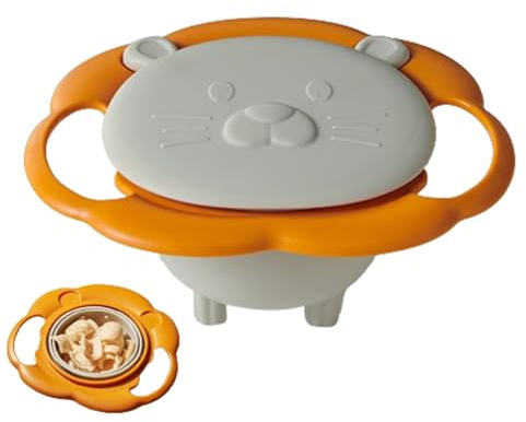 Bol gyroscopique anti-fuite – Bol rotatif à 360 °, gamelle anti-fuite, collation contrôlée par le mouvement, assiette tournante, repas pour rotatif, rotation stable, temps de repas pour