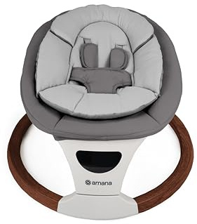 DreamX E-Swing Baby Swing, Pebble Grey and Dune, Bluetooth Connectivity, Remote Control, 5 Speeds (Pebble Grey)