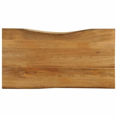 Owoxanthellate Tischplatte Mangoholz 110x60x2,5 cm mit Baumkante, Massivholzplatte als Schreibtisch, Zeichentisch oder Konferenztisch, Eiche-Optik