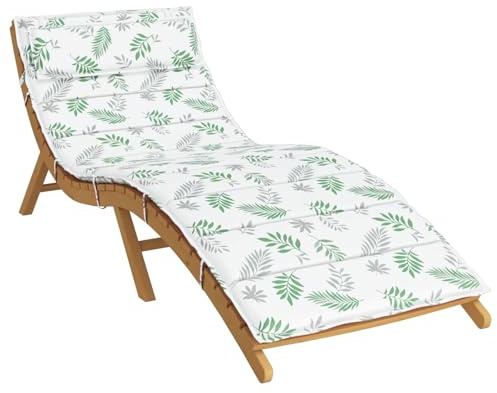 vidaXL Sonnen-Lounger Kissen Weiß und Grün 180 x 60 x 4 cm, Garten und Terrasse, rechteckiges Sonnenliegekissen, gemütliche Polster für entspannte Stunden draußen