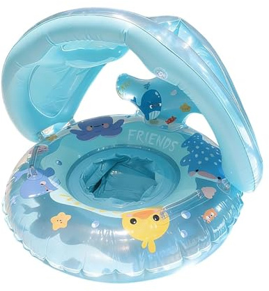 Flotteur De Piscine pour Bébé, Bouee Bebe avec Pare Soleile SPF 50+, Anneau Flotteur Piscine avec Siège De Natation, Bouée Gonflable pour Enfant, Anneau De Natation pour 6 À 36 Mois
