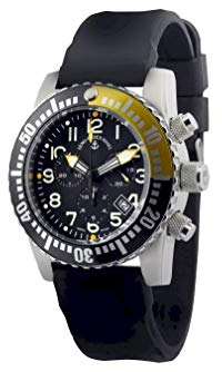 Zeno-Watch Herrenuhr - Airplane Diver Quartz Chronograph Numbers, Black/Yellow - 6349Q-Chrono-a1-9
