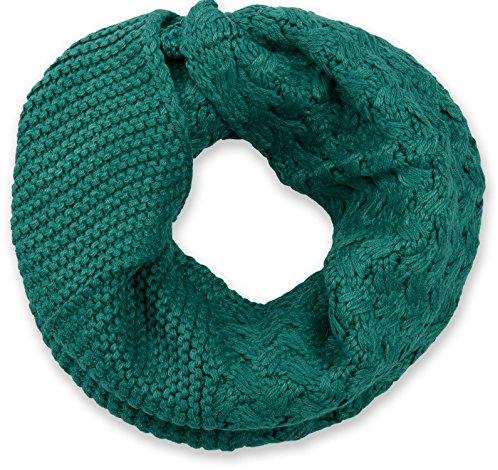 styleBREAKER Unisex Strick Loop Schal mit Mustermix, Uni Feinstrick Schlauchschal, Winter Strickschal 01018153, Farbe:Petrol