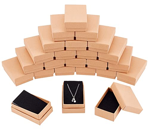 NBEADS 24 Piezas Caja de Joyas, Cajas de Cartón Kraft Cajas de Regalo para Joyas Caja para Exhibición y Empaque de Regalo de Anillo de Collar de Bricolaje, 8x5x3cm