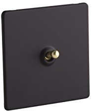 Dowsing & Reynolds Designer Switches and sockets | Black & Gold (1 Gang 2-way Toggle Switch)
