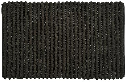 Allure Chunky Bobble Sparkle Non Slip Bath Mat 50 x 80cm - Super Soft & Absorbent Satin Striped Bathroom Rug (Graphite)