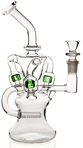 Acrylic bong glass bong pipe bongs for smoking bong bowl14.4mm Green bubbler bong downpipe Straight Pipes percolator oil rigs cheap glass watrer pipe hookah tall 24cm