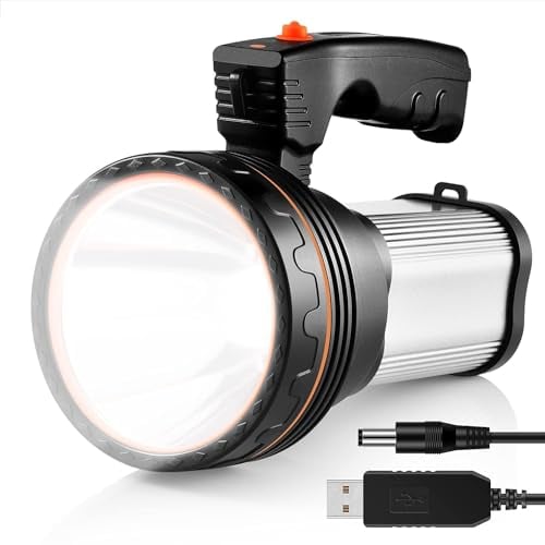 Utry Torcia LED Ricaricabile, 100000 Lumen Torcia LED Alta Potenza Super Luminoso 9000mAh LED Torch Light Impermeabile Torcia Elettrica Portatile Flashlight(Argent)