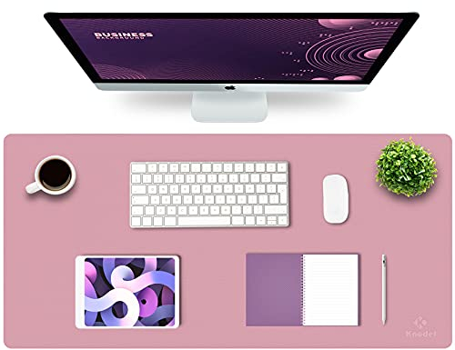 K KNODEL Tischunterlage, Schreibtischunterlage, 90 x 43cm PVC Tischunterlage, Laptop Tischunterlage, wasserdichte Schreibunterlage für Büro- oder Heimbereich, doppelseitig (Purpur/Rosa)