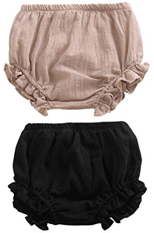 AYIYO Windelhose für Neugeborene, Unisex, aus Leinen, 2 Stück Gr. 12-24 Monate, Khika+schwarz