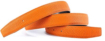 Vatee's Damen/Herren Echtleder-Ersatz-Gürtelriemen ohne Schnalle 32mm breit 110cm lang Orange