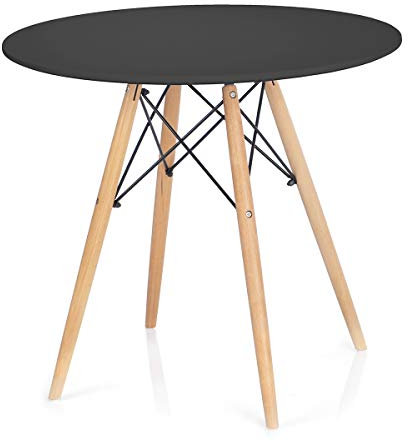 Homede Esszimmertisch Ø 80 cm MDF Platte Holz rund schwarz Tebe