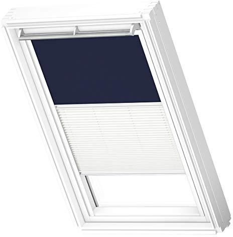 VELUX Verdunkelung Plus, Weiße Seitenschienen, M08, Dunkelblau | Verdunkelung oder Lichtfilterung, stufenlose Positionierung