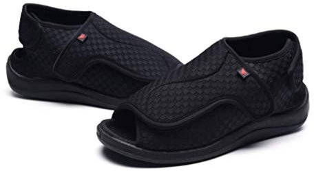 Femmes Extra Larges Ajustable Chaussures pour Diabétiques Pieds Gonflés Oedème Antidérapant Chaussons Orthopédique Bout Ouvert Chaussures d'Intérieur et Extérieur Réglable Confortable, 38 EU, 240