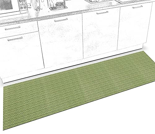 ANRO Läufer Teppich-Läufer Flur Küchenläufer rutschfest waschbar Teppichläufer Küchenteppich anpassbar Itaca Grün 160x50cm bis 5m Länge