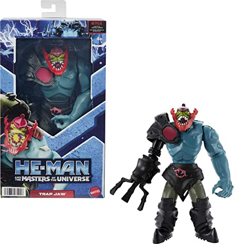 Masters of the Universe He-Man and The Trap Jaw Large Figure with Accessory Inspired by Motu Netflix Animated Series, 8.5-in Collectible Toy for Kids Ages 4 Years & Older