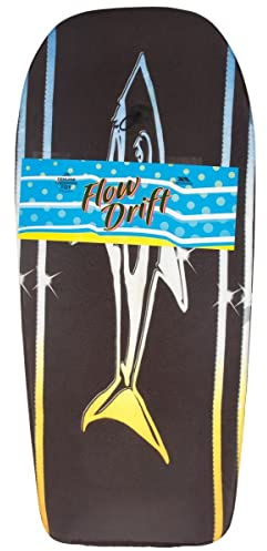 Trespass Bodyboard mit Spiralleine, Flowdrift, 106,7 cm, schwarzer Hai-Druck