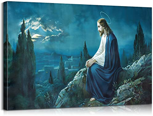 Jesus Decor Jesus Prays in The Garden of Gethsemane, Bilder, christliche Poster für Wand, Wohnzimmer, Schlafzimmer, Dekoration, 30,5 cm H x 45,7 cm B