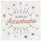 Serviette de table joyeux anniversaire blanche et rose gold métallique (x10) REF/6649
