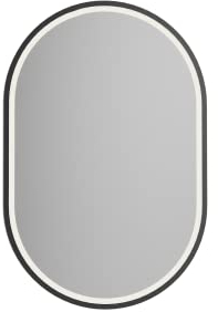 BERNSTEIN® LED Badezimmerspiegel 8144 2.0 oval mit Leichtmetallrahmen in Schwarz Wandmontage, Warm-/Kaltlichteinstellung Wandspiegel mit Sandbestrahlten Rand, Aluminiumrahmen, 40 x 60 cm