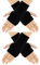 Sibba 2 Paar Fingerlose Handschuhe Winter Warme Halbfinger-Handschuhe mit Daumenloch Damen Baumwolle Stretchy Strickfäustlinge Tippen SMS Fahren Schwarz Pulswärmer Unisex Weihnachtsgeschenke