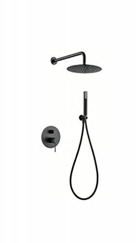 IMEX - Conjunto de ducha, Kit Monomando Ducha Empotrado pared - 2 vías - SERIE LINE Black Gun Metal Color Gris oscuro Satinado - GPD038/BGM