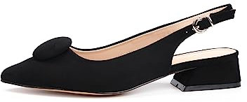 Rio Fiore Scarpe con Tacco, Décolleté, Nero Velour, 3cm Tacco Largo, Slingback, Ecopelle Scamosciata, Cinturino sul Retro, Scarpe comode con Tacco Basso, ML682-0716-5 (Nero Microfiber, 41 EU)
