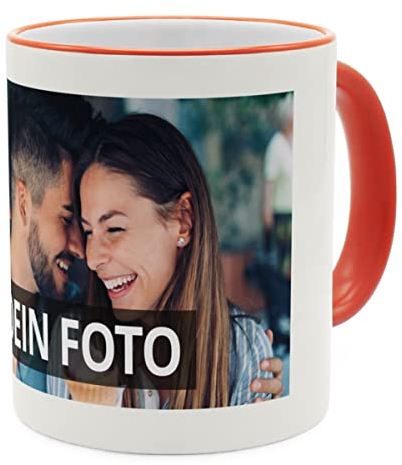 PhotoFancy® - Fototasse mit eigenem Bild - Personalisierte Tasse mit eigenem Foto selbst gestalten - Orange