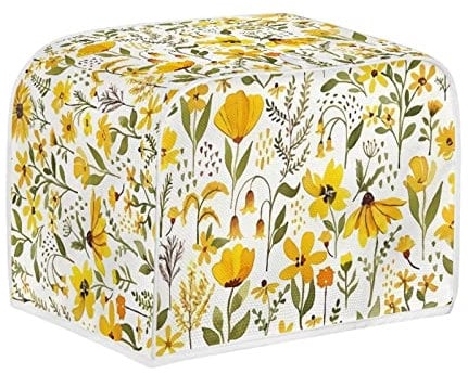 NETILGEN 2 Slice Toaster Dust Cover Bread Toaster Oven Dustproof Cover Kitchen Bakeware Protector Dustproof Fingerprint Protection for Women Gift(11.4 x 7.9 x 7.5), Yellow Floral