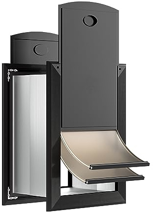 Decormax Robuste Hundetür für die Wand, energieeffiziente Hundetür mit Aluminiumrahmen, Teleskop-Tunnel, doppelte magnetische Klappen und Zwei verschiebbare Verschlusspaneele