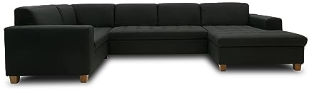 DOMO. collection Wohnlandschaft Sugar, Sofa Schlaffunktion und Stauraum, Couch, Polstergarnitur, Moderne U-Form, 162 x 333 x 199 cm, anthrazit