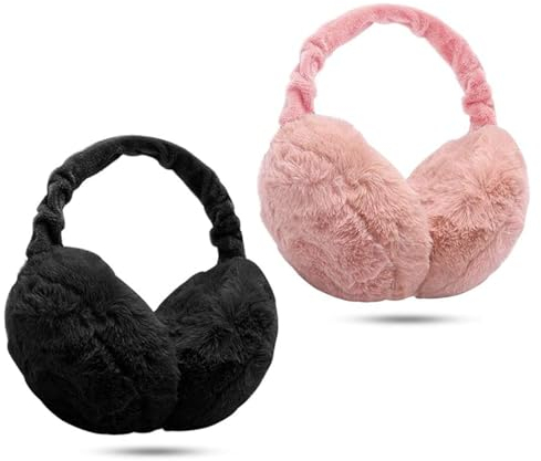 2 Pièces Cache Oreilles Femme Pliables,Chaud Oreille Manchons Oreilles D'Hiver Chaude Extérieur Couvre Oreilles Chauffe-Oreilles Earmuffs Cache Oreille Fourrure Pelucheux D'Hiver pour Hommes Femmes