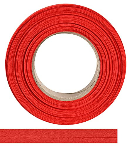 ME:NaMa Schrägband aus 100% Baumwolle - 10 m x 40 mm (gefalzt) - Hochwertiges Einfassband, Baumwollband, Schrägband - Ideal zum DIY-Nähen - In Belgien hergestellt, auf Einer Rolle (Rot)