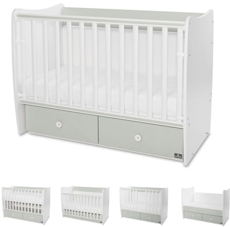 Lorelli Babybett MATRIX NEW Kinderbett 120 x 60 cm, 2 Ebenen, 2 Schubladen grün