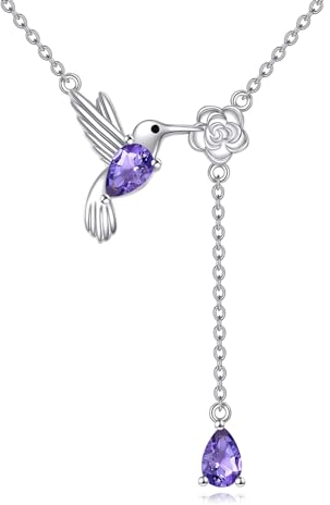 YAFEINI Kolibri Kette für Damen Sterling Silber Blumen Anhänger Halskette mit Zirkonia Schmuck Muttertags Geschenke für Mutter Frau Mädchen(Kolibri Kette)