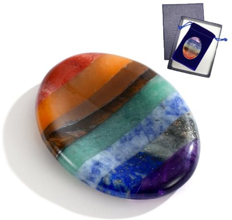 GUJOXILA Chakra Heilsteine Glückssteine Mutstein Handschmeichler Stein Kristalle Edelsteine Sorgensteine Daumen für Spirituelle Geschenke Meditation Glücksbringer Schulanfang Stress Relief