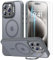 Beeasy for iPhone 15 Pro Max Case MagSafe Phone Case with 2 Screen Protectors and Stand, Military Shockproof Protective Slim Cover, Case for iPhone 15 Pro Max 6.7 Inch, Translucent Gray