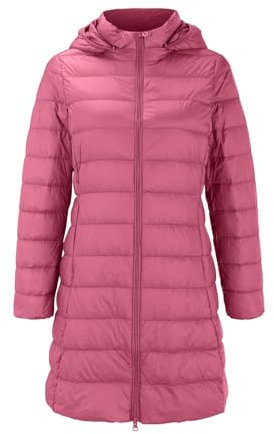 Damen Daunenjacke Lang Winter, Steppjacke Mit Kapuze Steppmantel Langer Wintermantel Mit Kapuze Klassisch Pufferjacke Einfarbig Wintermantel Ultraleichte Große Größen Daunenjacken Daunenmantel