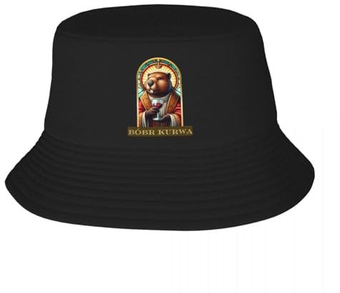 HEBUOUI Kopfbedeckungen Saint Bobr Kurwa Accessoires Bucket Hats Einzigartiges Design Teen Sun Hüte Bober Session Hüte Packable Angelmützen Outdoor Outdoor Freizeitgeschenk